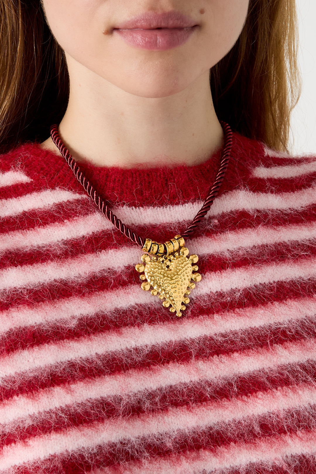Gevlochten roestvrijstalen ketting met hartje, eenvoudige dagelijkse serie, dames sieraden