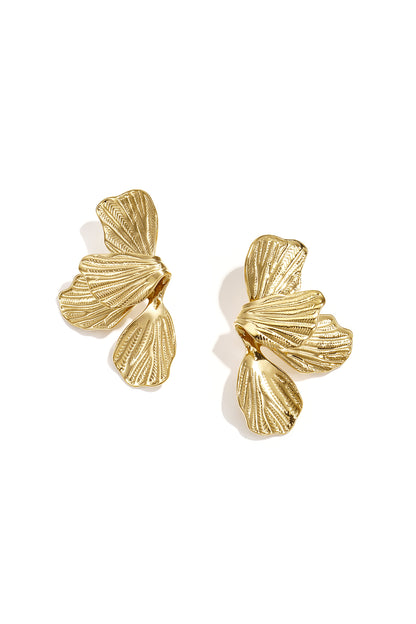Roestvrijstalen hangende oorbellen met bloemmotief, eenvoudige dagelijkse sieraden uit de Simple-serie voor dames.