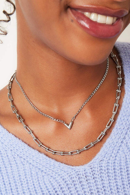 Edelstalen Ketting Letter V Goud kleur Stainless Steel