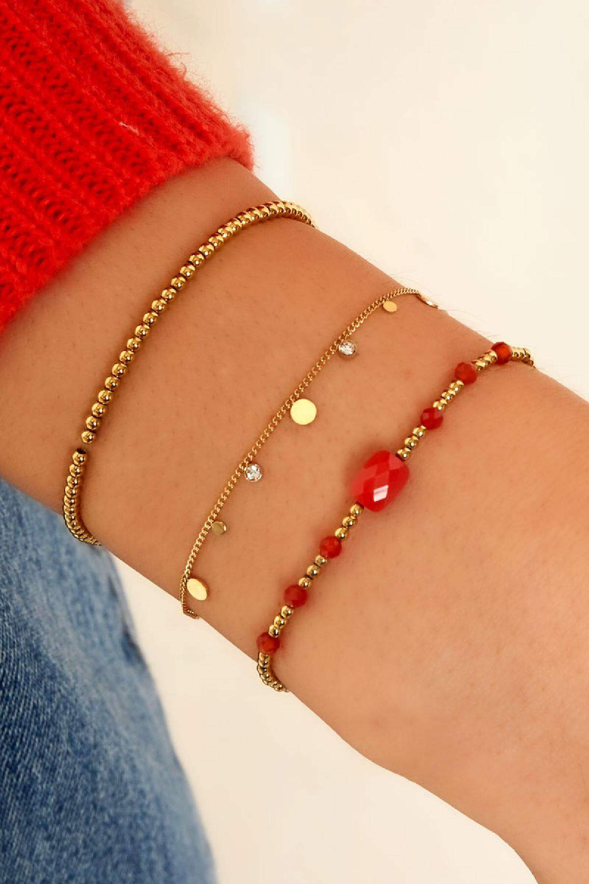 Armband simpel met strass details Goud kleur Stainless Steel