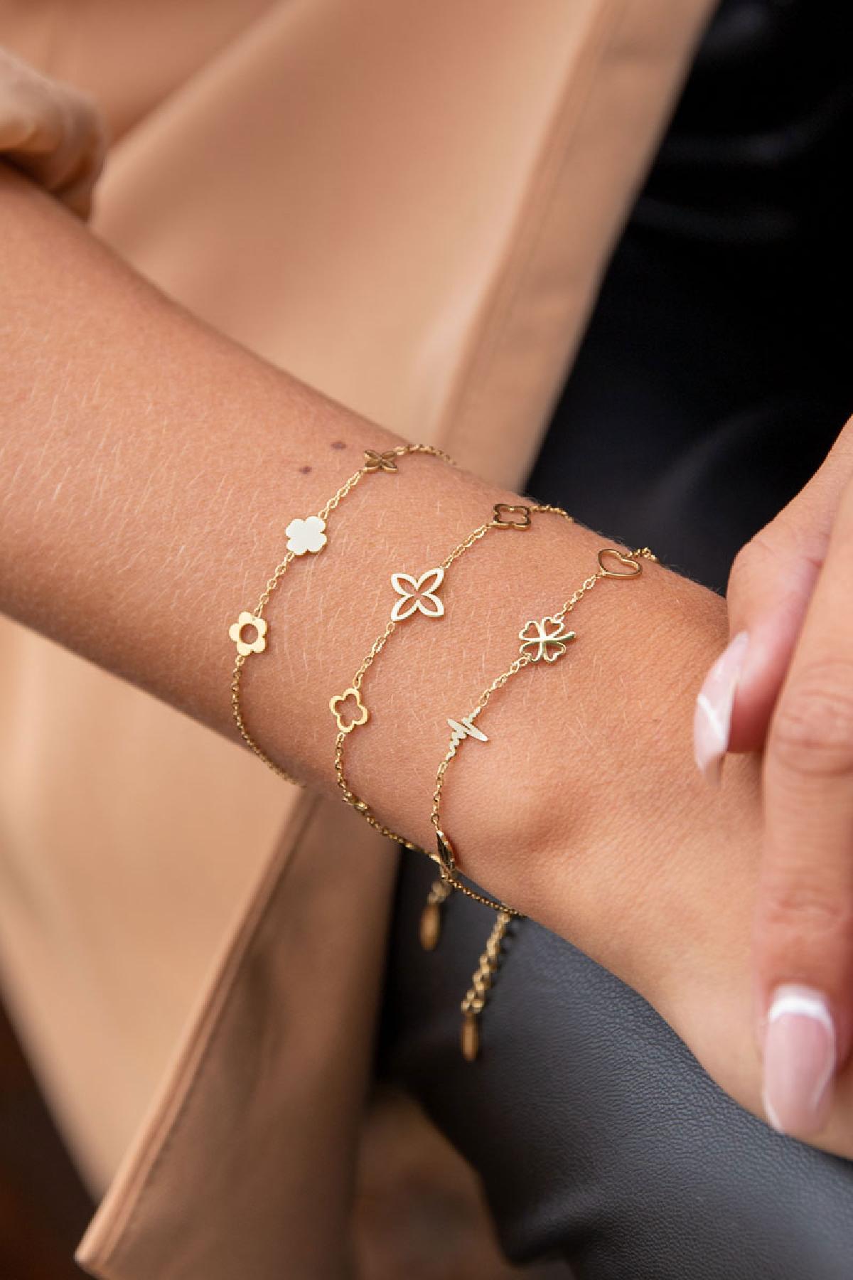Minimalistische armband met bedels Goud kleur Stainless Steel