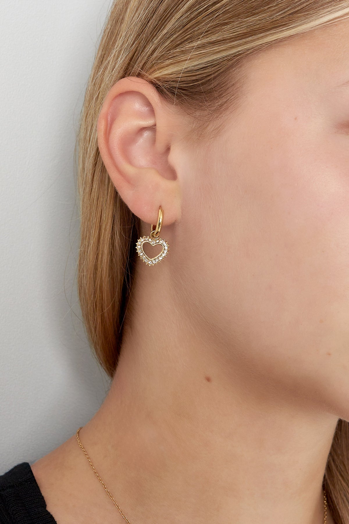 diamant hart oorbellen