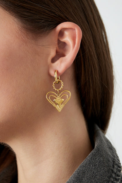 oorbellen what's love - Goud kleur kleurig