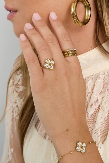 14K vergulde roestvrijstalen minimalistische ringen Clover Simple Daily Simple Series dames sieraden