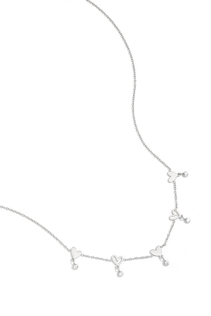 Ketting met wisselende hartjes en hangende steentjes