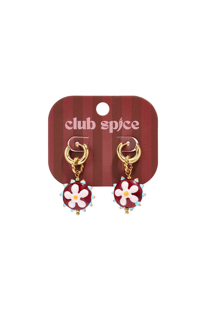 Roestvrijstalen hangende oorbellen met bloemmotief, eenvoudige dagelijkse sieraden uit de Simple-serie voor dames.