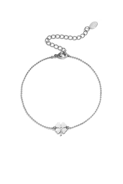 14K verguld roestvrijstalen bedelarmbanden met klavermotief, eenvoudige dagelijkse sieradenserie voor dames.