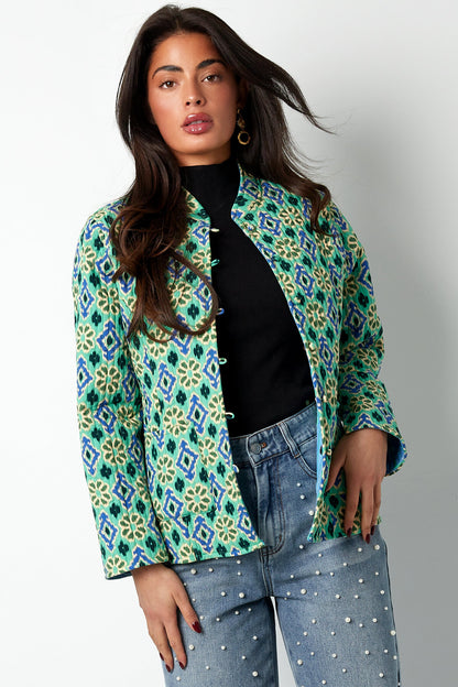 Boho Chic Green Rayon Jacket for Spring/Summer