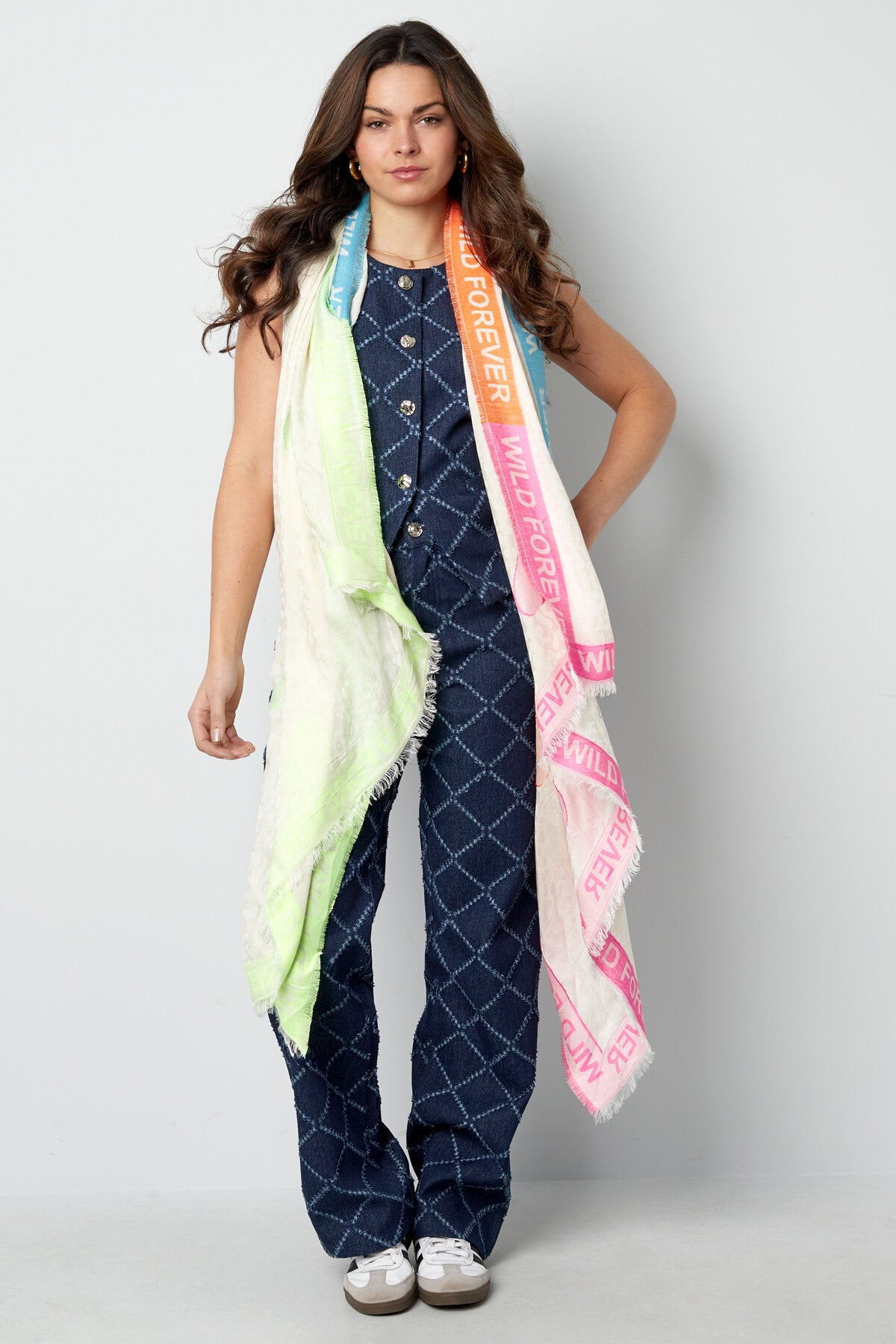 Colorful Print sjaal - multi