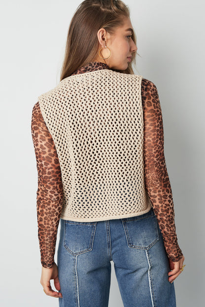 Gebreide Polyester Vrouwen Trui Met Openwerk Ontwerp