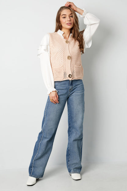 Gebreide Polyester Vrouwen Trui Met Openwerk Ontwerp