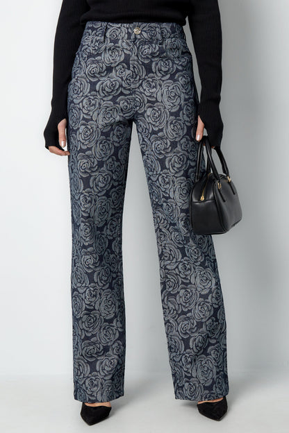 Stylish Cotton Floral Denim Pants for Casual Comfort