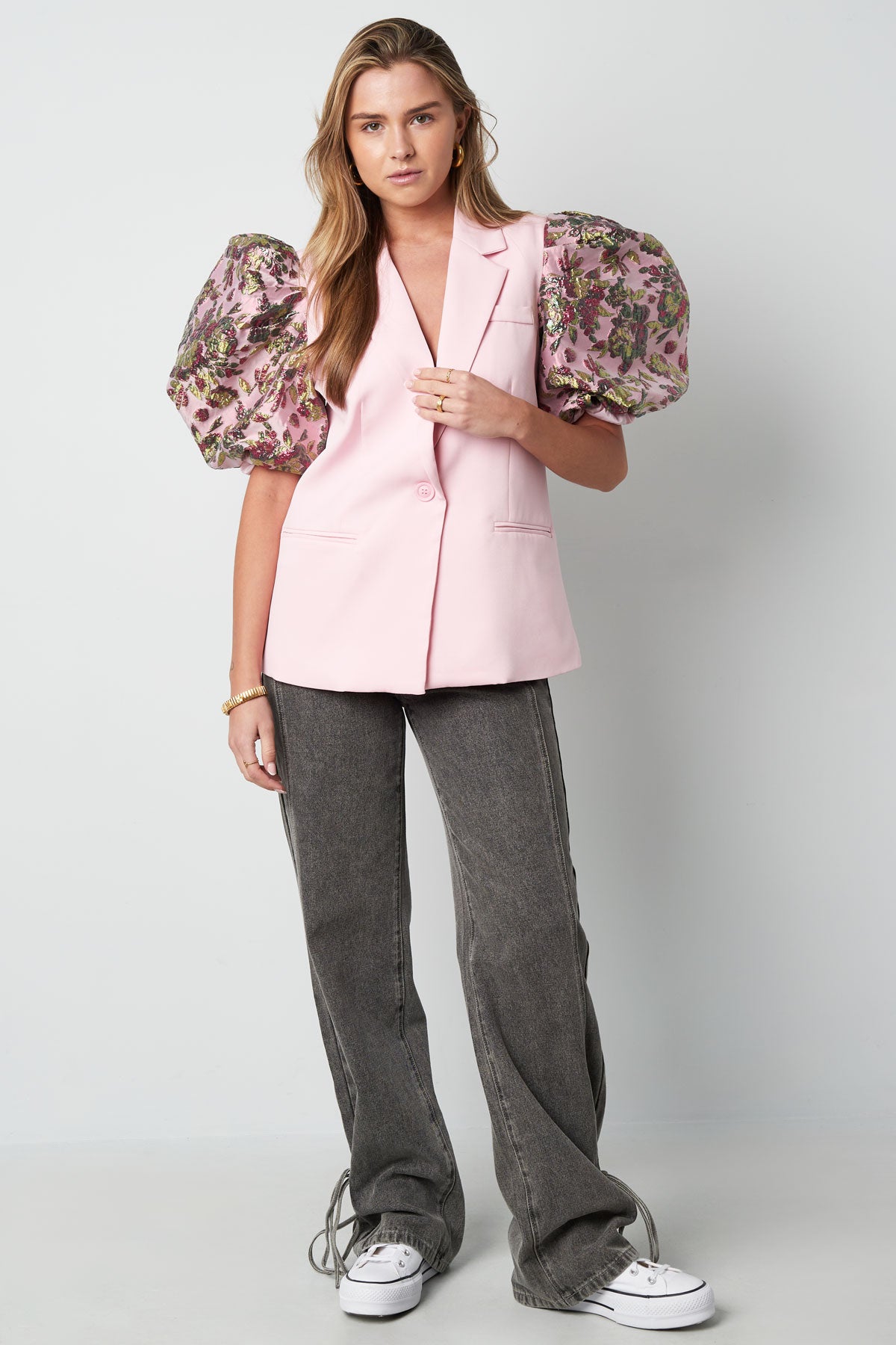 Geweven Polyestervezel Vrouwen Suit Set Elegant Kleurcontrast