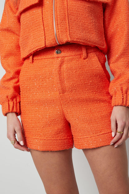 Polyester Vrouwen Shorts Hoge Taille Eenvoudige Kleur