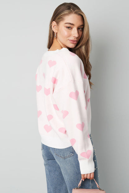 Viscose Gebreide Dames Trui Leuk Hart Patroon Herfst/Winter