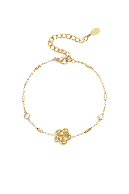 Roestvrijstalen bedelarmbanden met bloemmotief, eenvoudige dagelijkse sieradenserie voor dames.