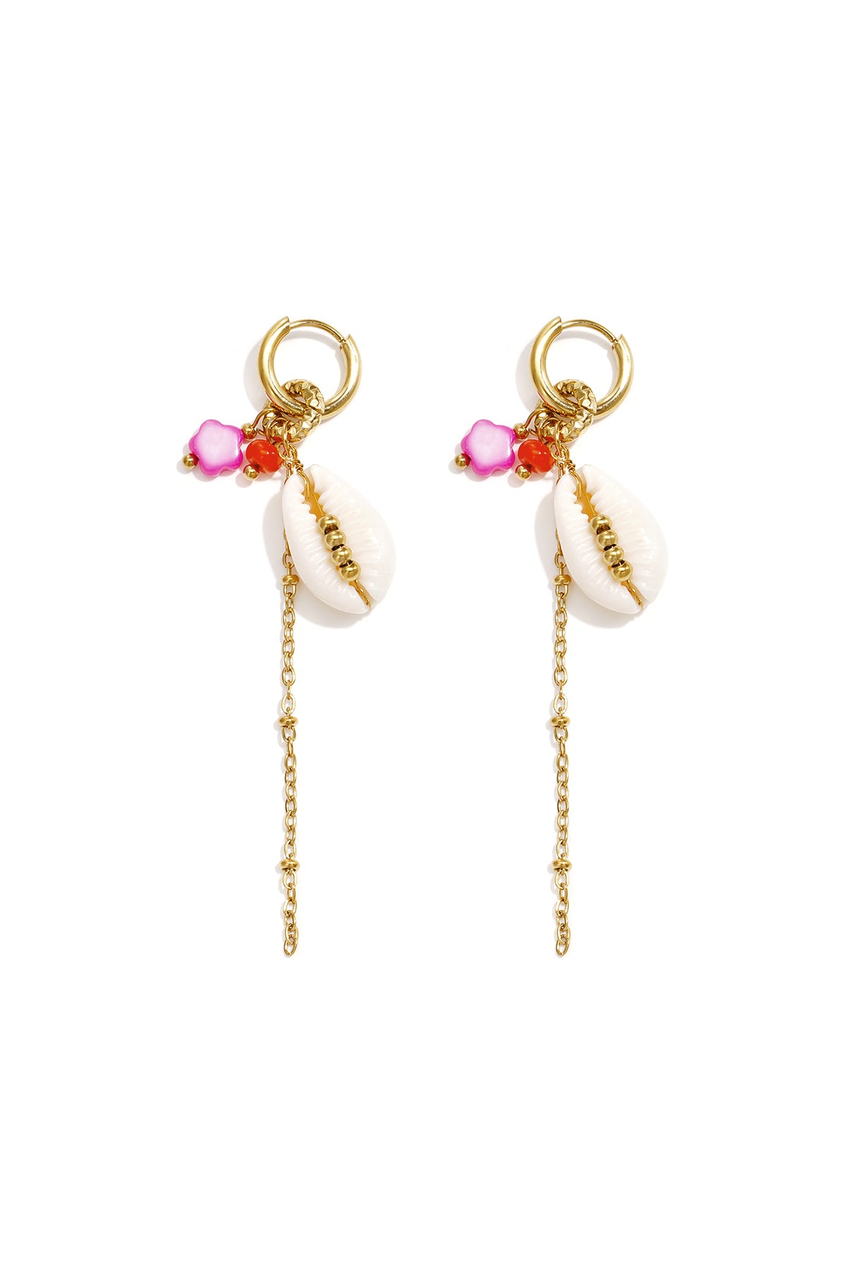Hangende oorbellen van roestvrij staal met schelpmotief, Simple Simple serie, dames sieraden