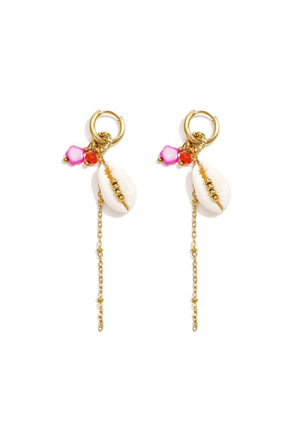 Hangende oorbellen van roestvrij staal met schelpmotief, Simple Simple serie, dames sieraden