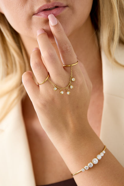 Ringen van roestvrij staal met edelstenen, Circle Simple Daily Simple Series, dames sieraden
