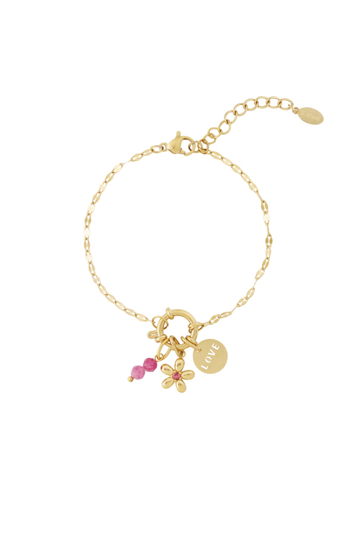 DIY-armband van rode bloemen