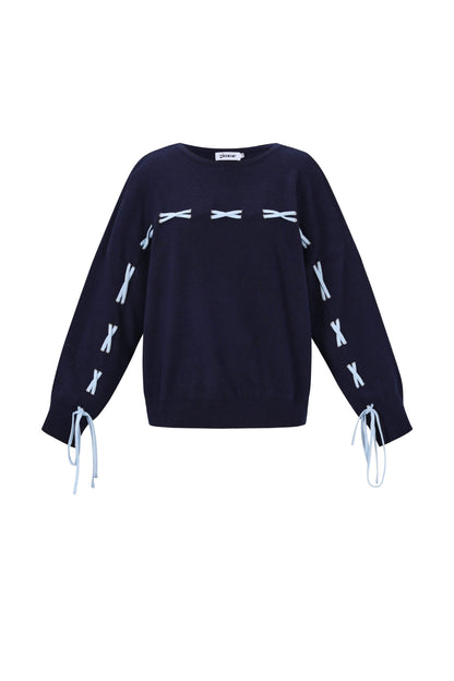 Gebreide Viscose Dames Trui Casual Kleurcontrast