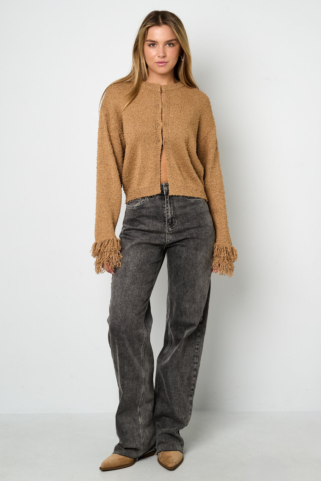 Gebreide Polyestervezel Vrouwen Cardigan Casual Solide Kleur Herfst/Winter