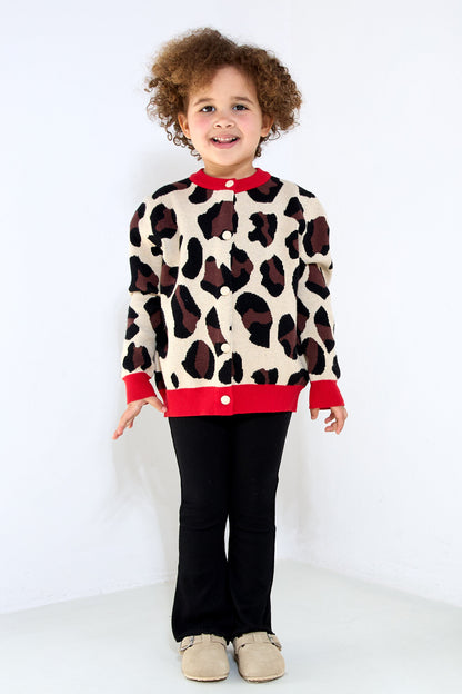 Viscose Gebreide Cardigan Vrouwen Luipaardprint Patroon Stijlvol