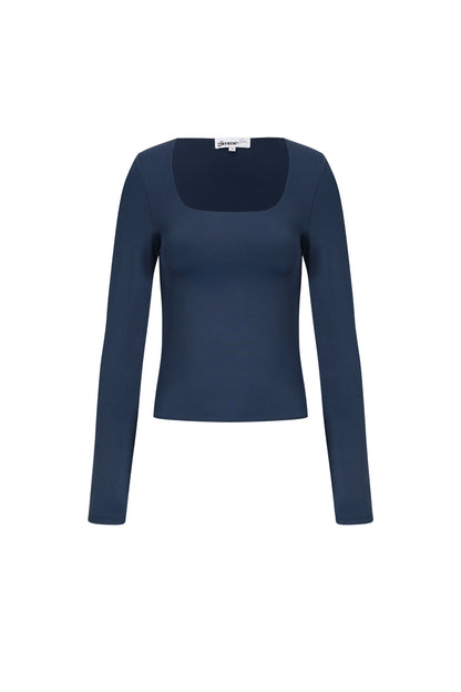 Gebreide Nylon Vrouwen Lange Mouw Top Basis Solide Kleur