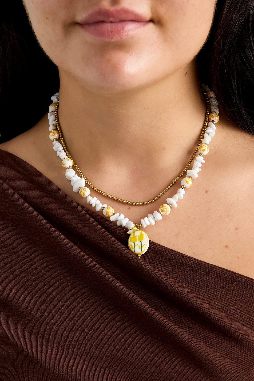 Keramische kralenkettingen met bloemenmotief, vakantie-/strandthema, romantische serie voor dames.