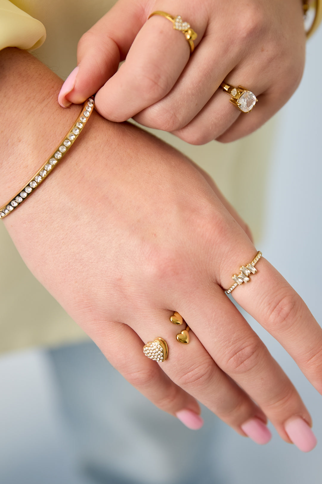 Statementringen van roestvrij staal met hartmotief, eenvoudige en alledaagse serie, dames sieraden