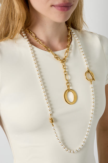 Imitatieparel lange ketting kralen eenvoudige dagelijkse serie dames sieraden