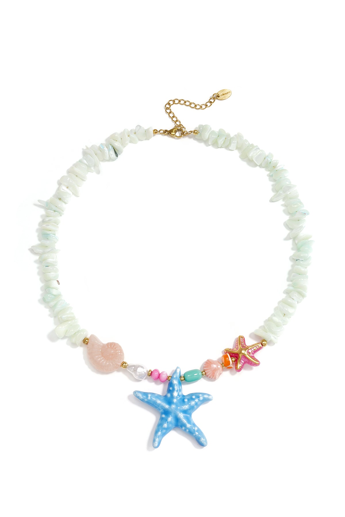 Glazen kralenkettingen met zeesterrenmotief, vakantie-/strandthema, romantische serie voor dames.