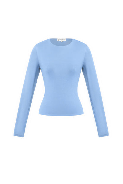 Gebreide Nylon Vrouwen Lange Mouw Top Basis Solide Kleur