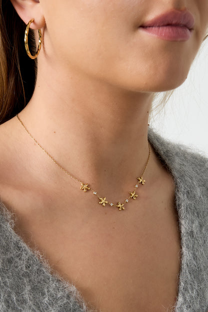 14K vergulde roestvrijstalen hangerkettingen met bloemmotief, eenvoudige dagelijkse sieradenserie voor dames.
