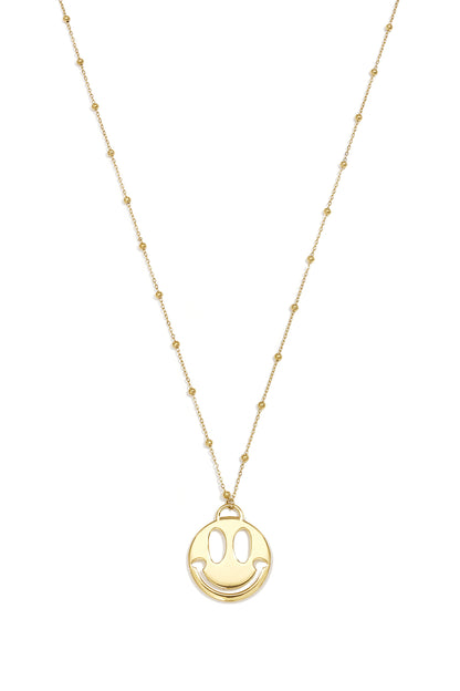 Lange roestvrijstalen ketting met lachend gezichtje, casual en eenvoudig model, dames sieraden