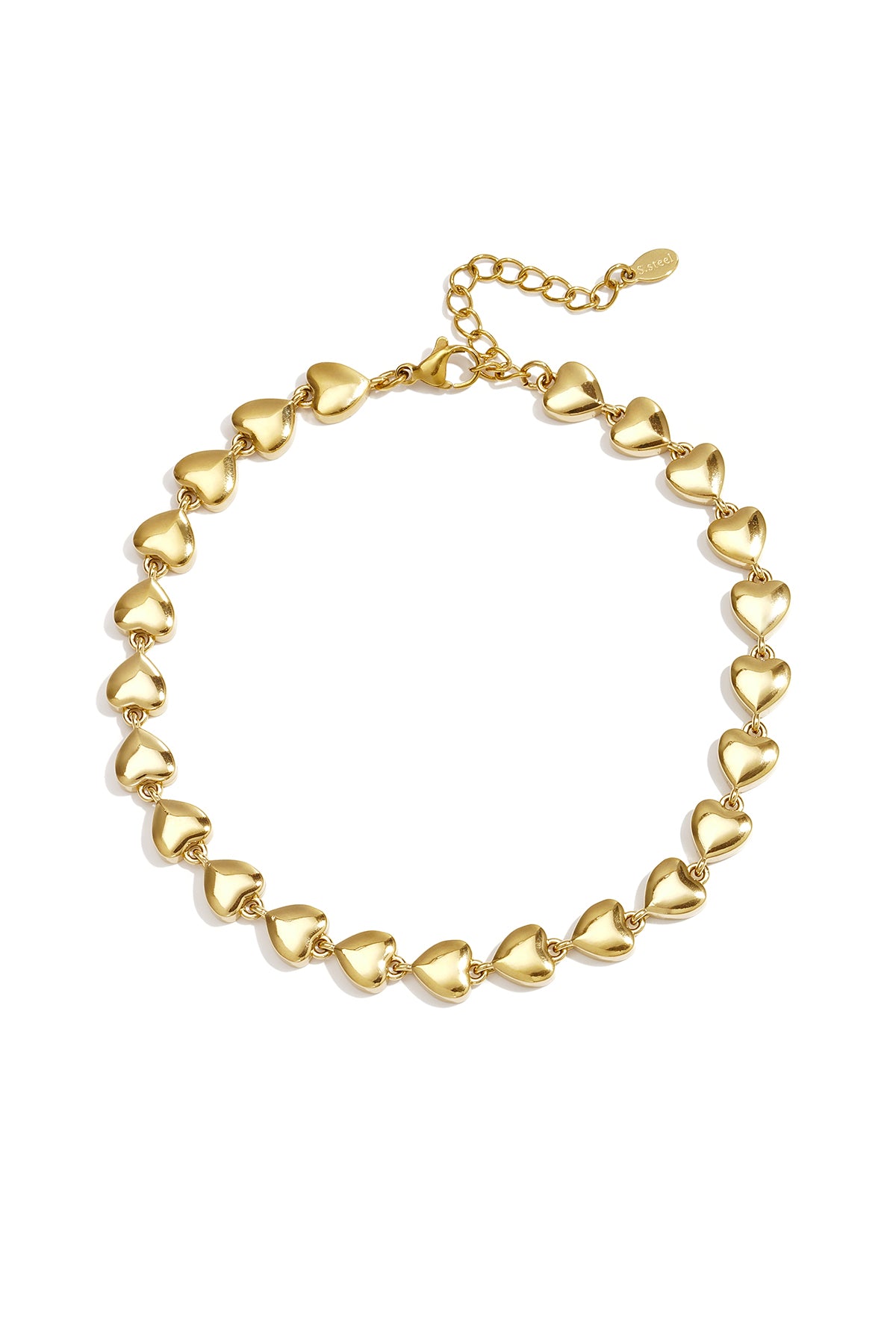 Enkelbandjes van roestvrij staal met hartje, eenvoudige dagelijkse sieraden uit de Simple Series voor dames.