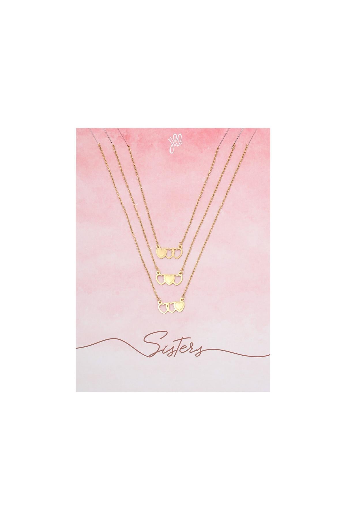 Ketting Three SisterS Goud kleur Stainless Steel