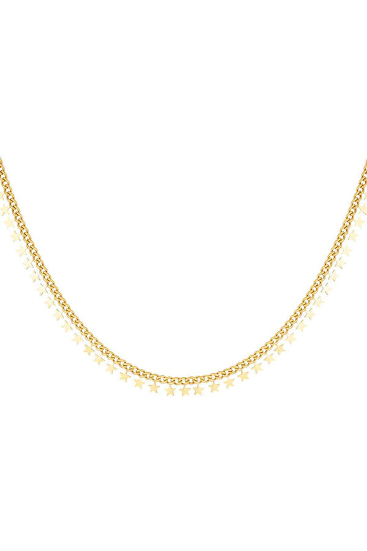 RVS ketting sterren necklace Goud kleur Stainless Steel