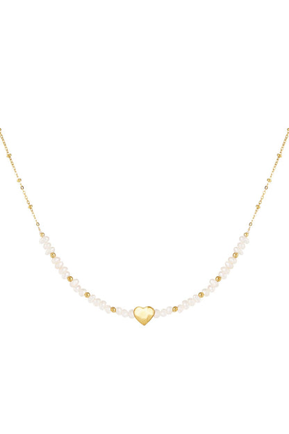 Ketting mooie parel Goud kleur Stainless Steel