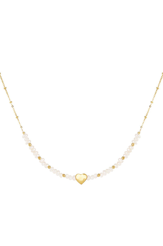Ketting mooie parel Goud kleur Stainless Steel