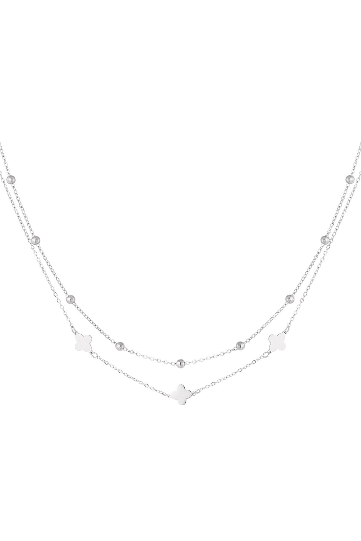 ketting dubbel klaver/bolletjes