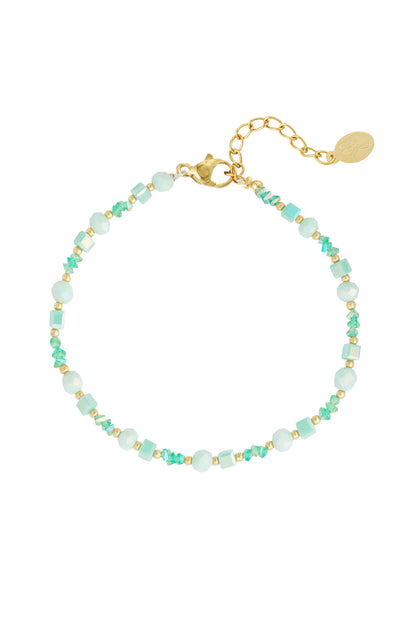 Strand vibe enkelbandje - groen/Goud kleur