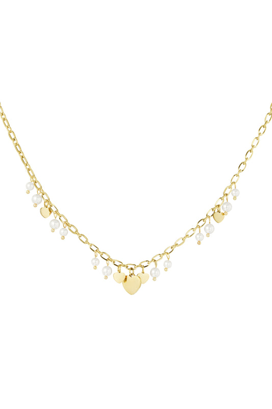 hearts & pearls ketting