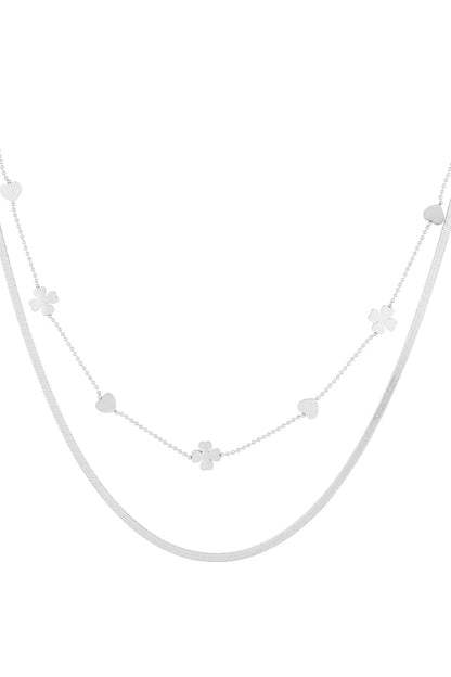 Dubbele ketting clover heart
