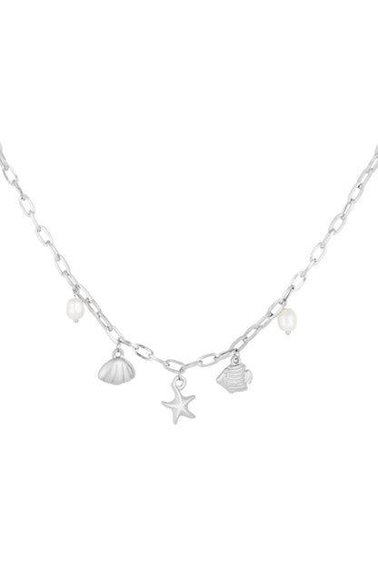 Korte ketting met strandbedels - Gold kleur