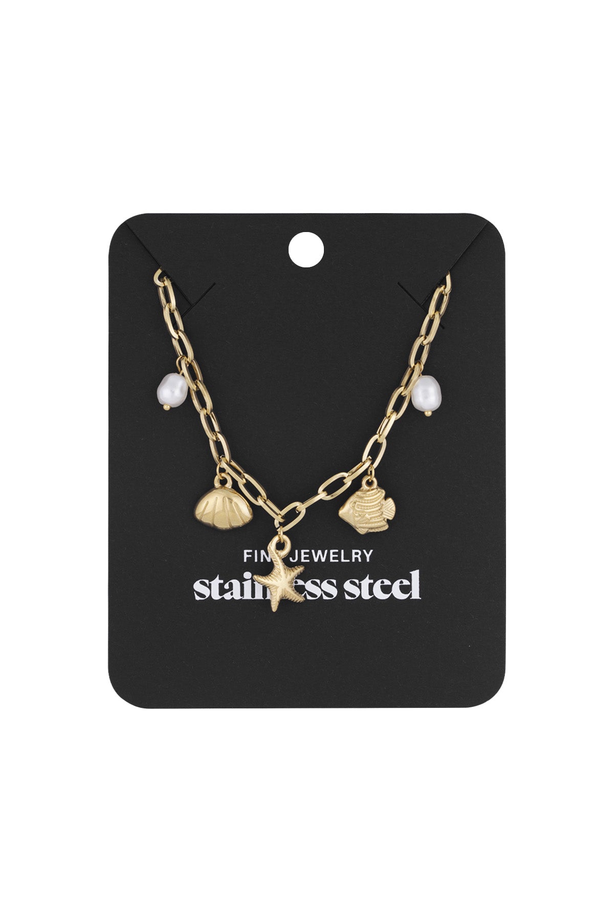 Korte ketting met strandbedels - Gold kleur