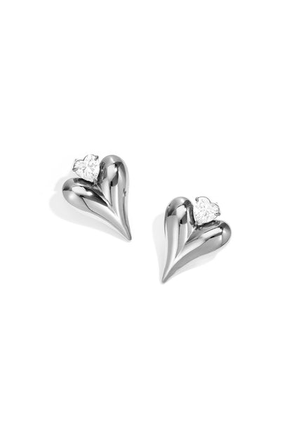 Roestvrijstalen oorknopjes met hartjesmotief, eenvoudige dagelijkse sieraden uit de Simple Series voor dames.