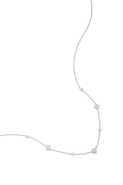 Ketting met klavertjes en ronde zirkonia steentjes