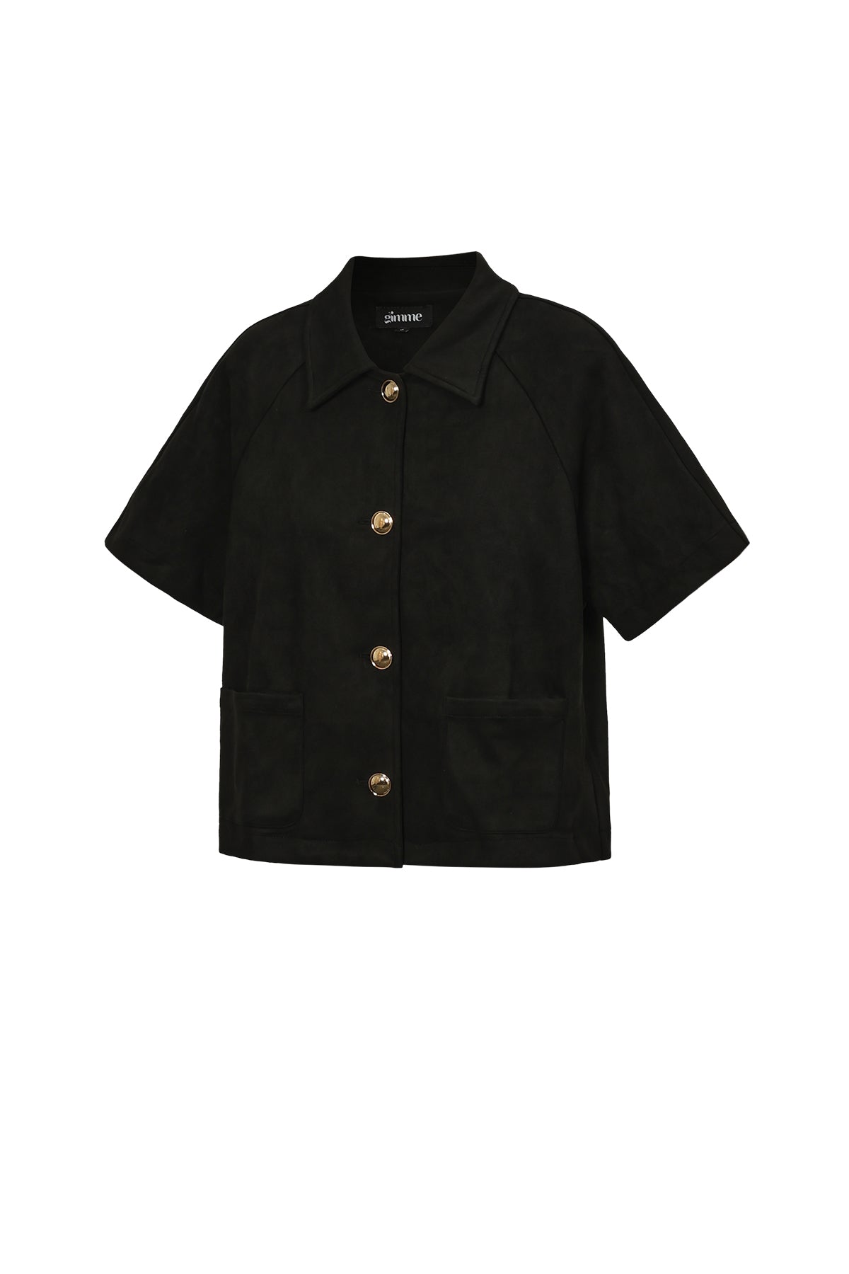 Suède blouse met gouden knopen