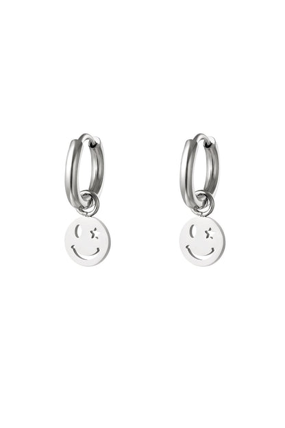 RVS oorbel smiley en ster Goud kleur Stainless Steel